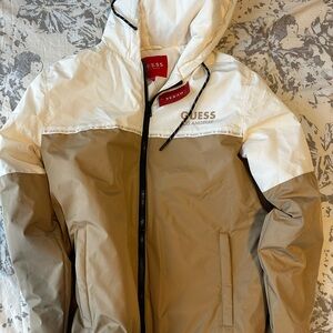Guess Tan and White Sporty Windbreaker